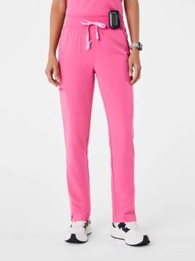 Figs F’ing Pink High Waisted Yola Straight Leg Scrub Pants
